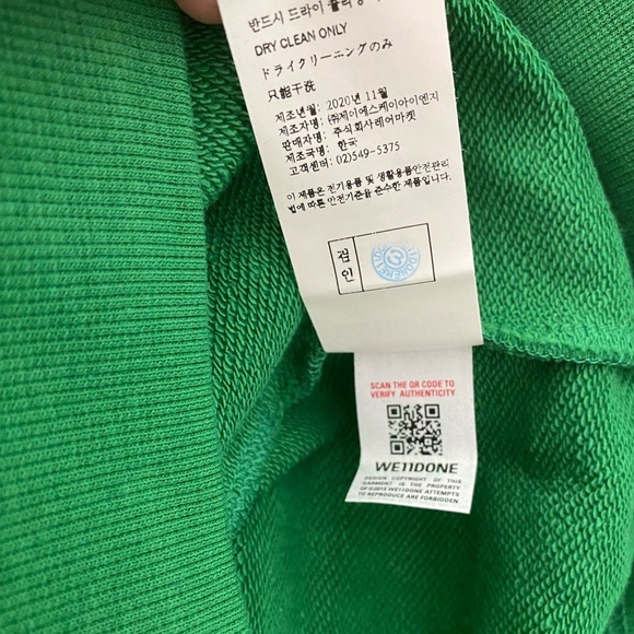 NEW We11done Green Reflective Logo Sweatshirt - Picture 7 of 8